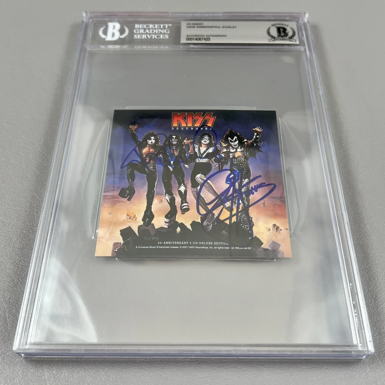 Paul Stanley Gene Simmons Kiss Destroyer SIGNED Slabbed CD Insert Beckett BAS, image 2