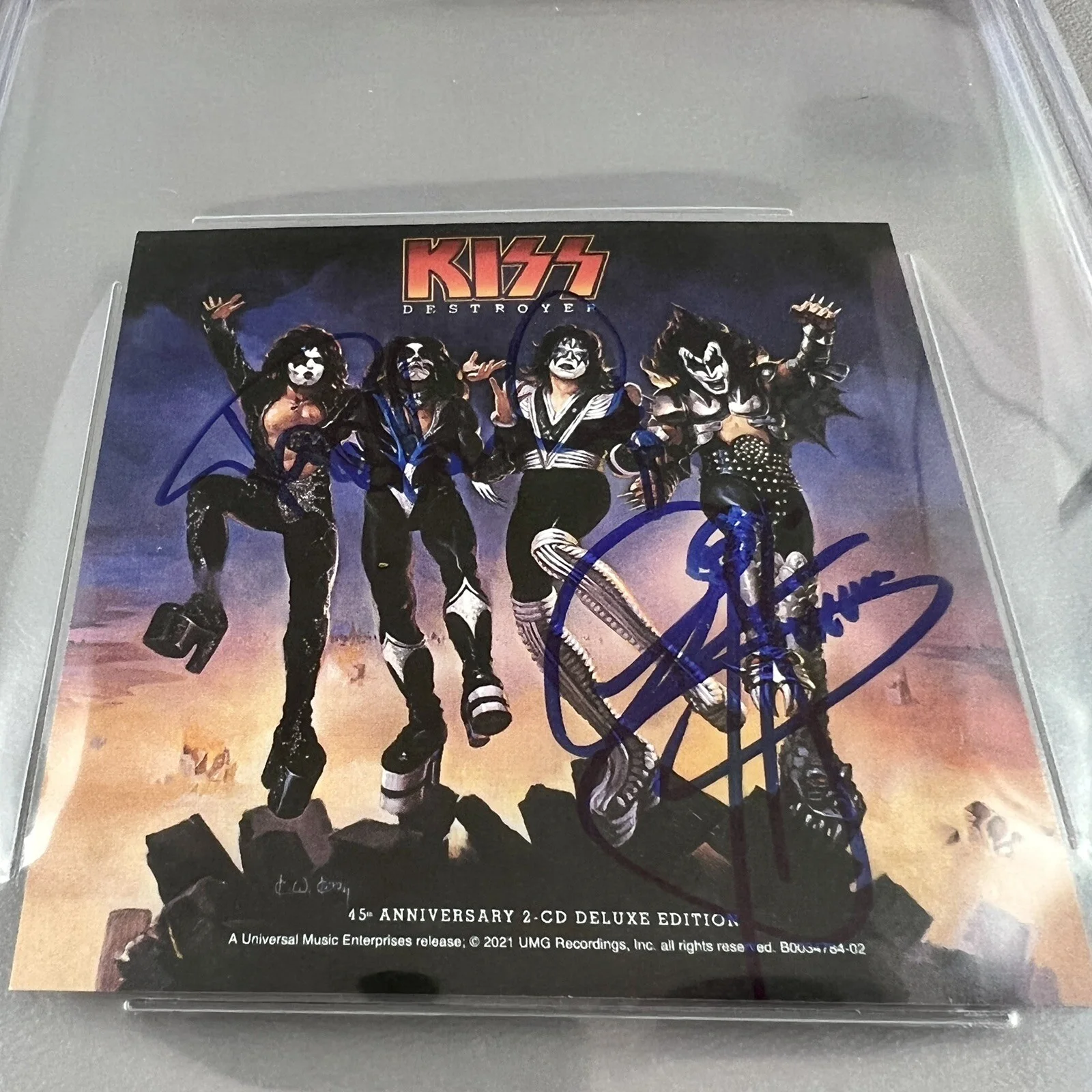 Paul Stanley Gene Simmons Kiss Destroyer SIGNED Slabbed CD Insert Beckett BAS, image 3