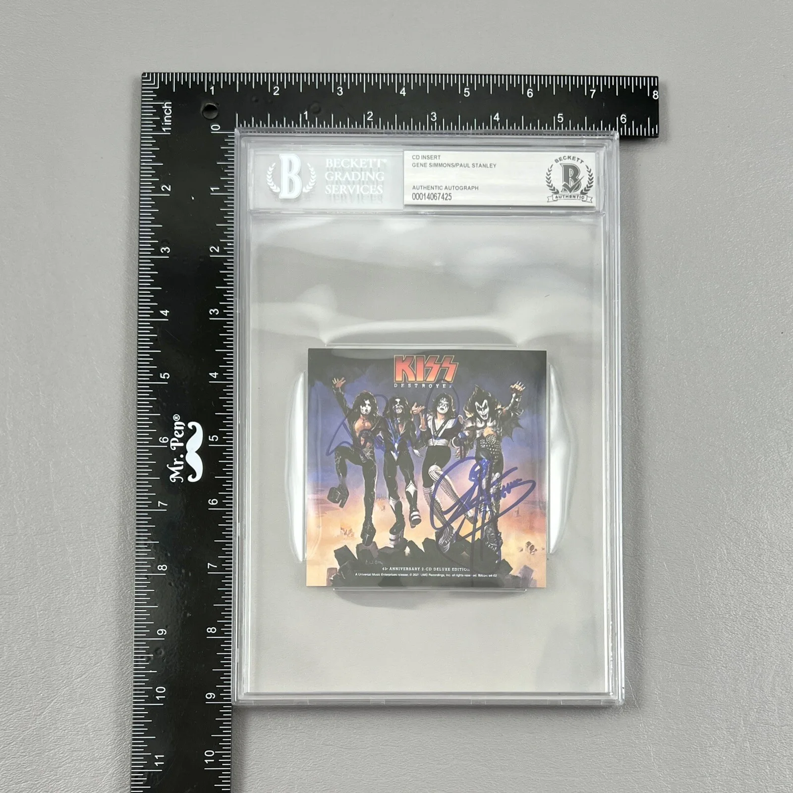 Paul Stanley Gene Simmons Kiss Destroyer SIGNED Slabbed CD Insert Beckett BAS, image 5