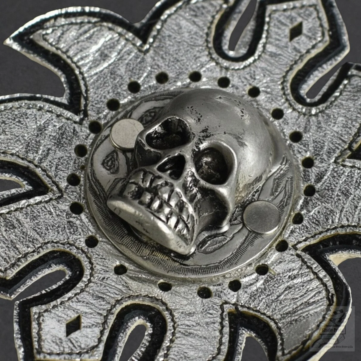 Batman Forever (1995) Original Two-Face Silver Skull Jacket Patch Prop, image 3