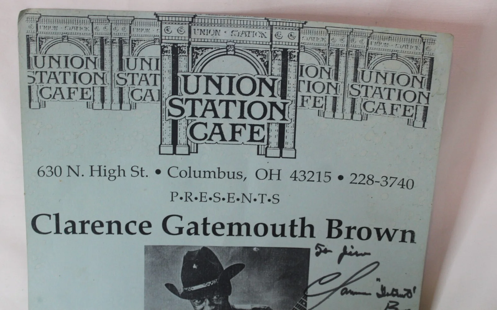 1991 Signed Clarence "Gatemouth" Brown Union Station Cafe Poster Columbus OH, изображение 3