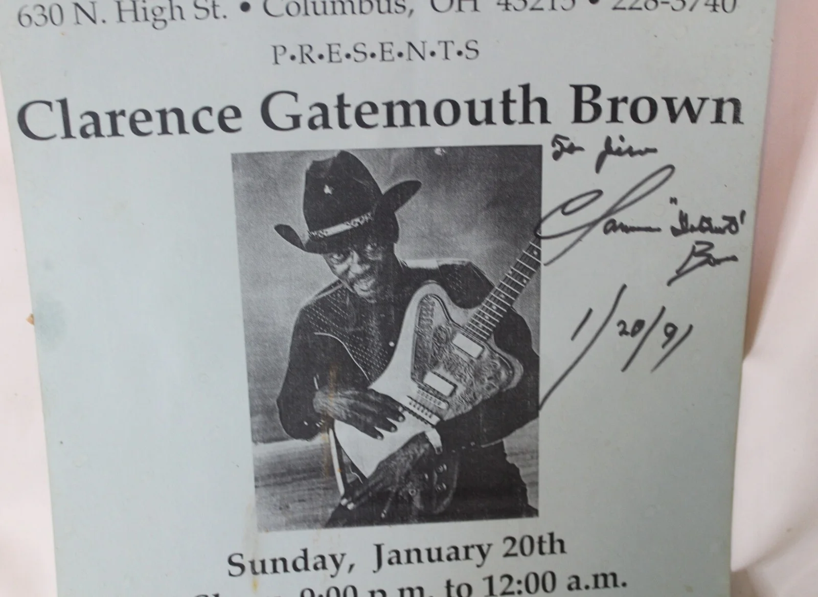 1991 Signed Clarence "Gatemouth" Brown Union Station Cafe Poster Columbus OH, изображение 4