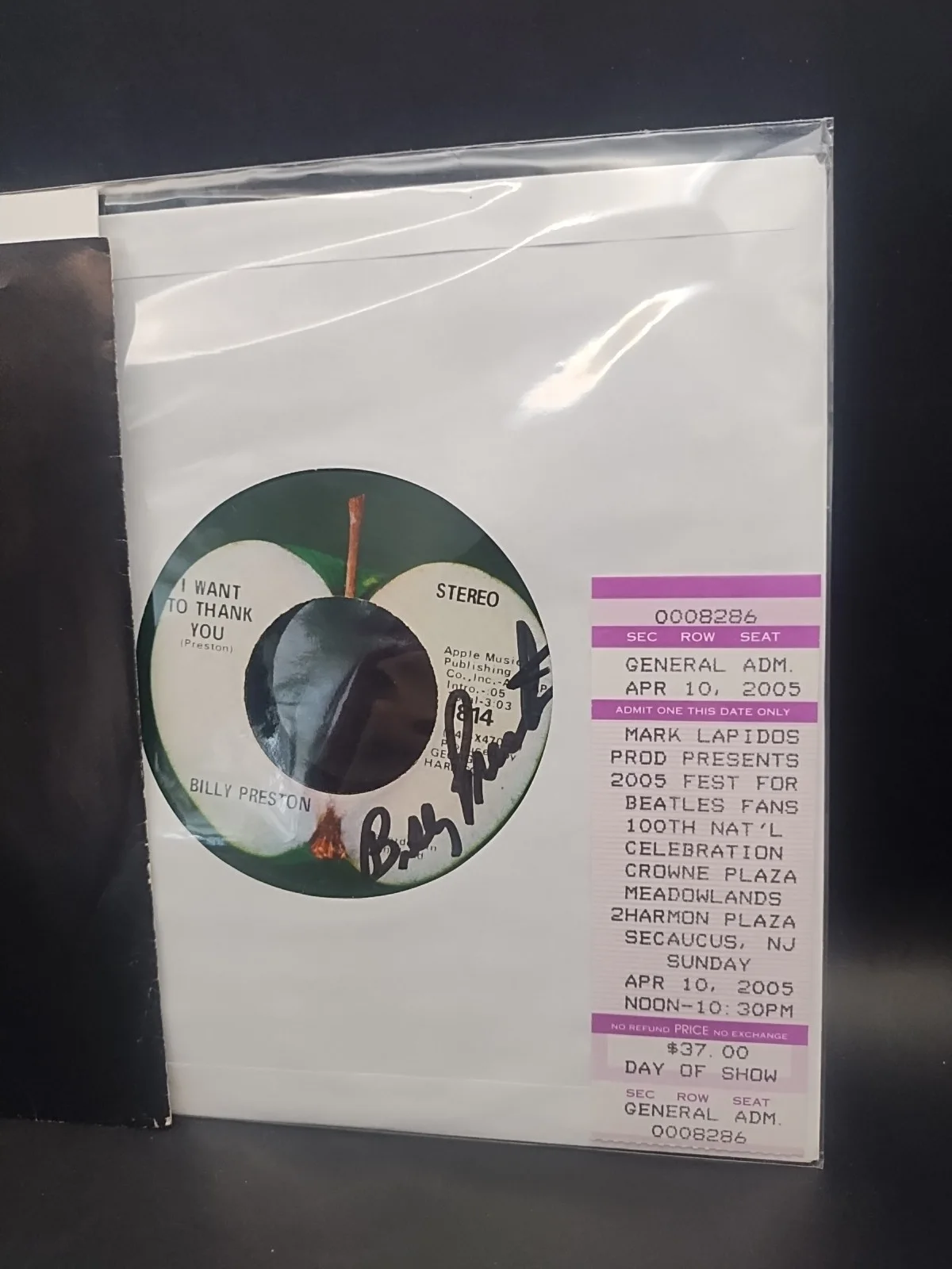 Billy Preston Signed 45 RPM - "I Want To Thank You" - Apple Records + 2005 Fest, изображение 2