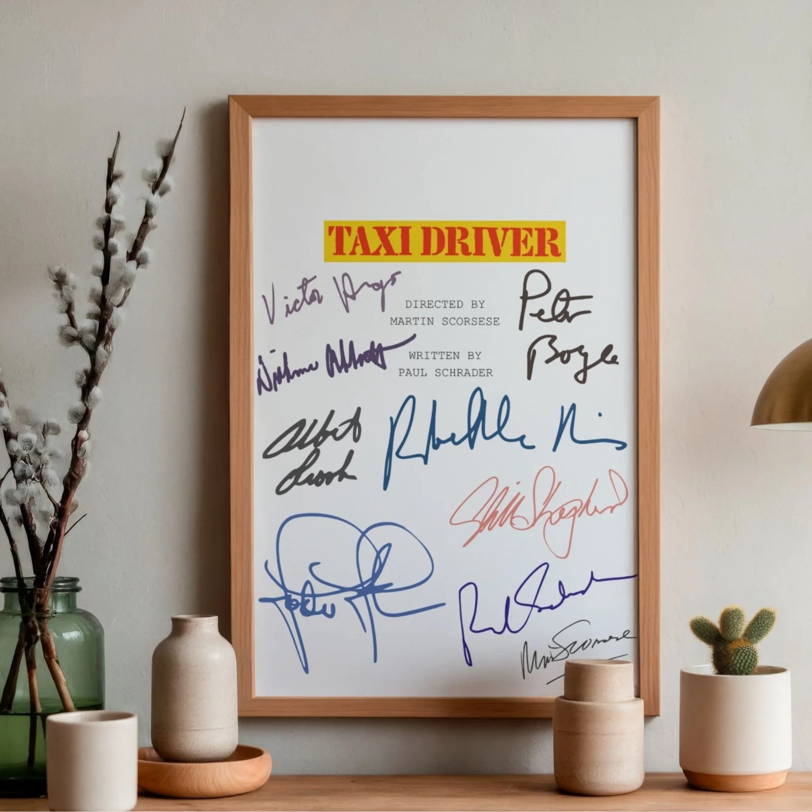 Taxi Driver Inspired Poster A4 Pre-Printed Autograph Script Style Movie Print, изображение 2