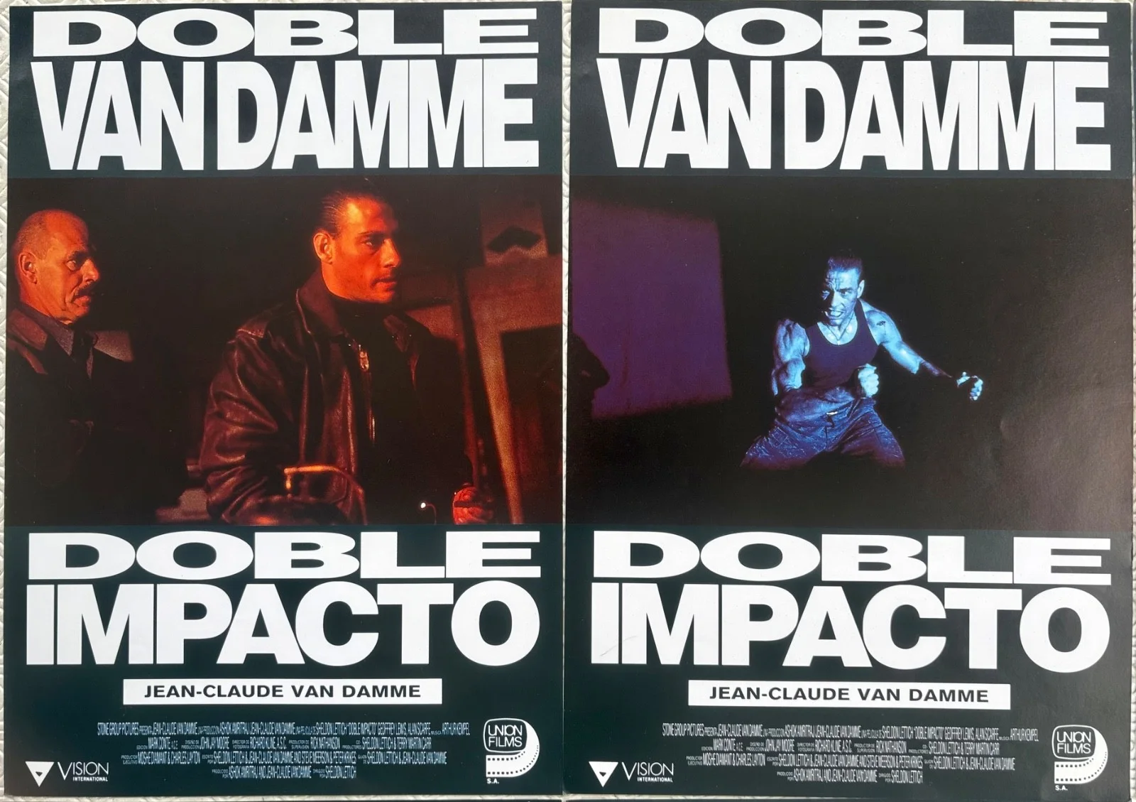 Double Impact set of 8 Original 1991 Spanish Lobby Cards Jean Claude Van Damme, изображение 2