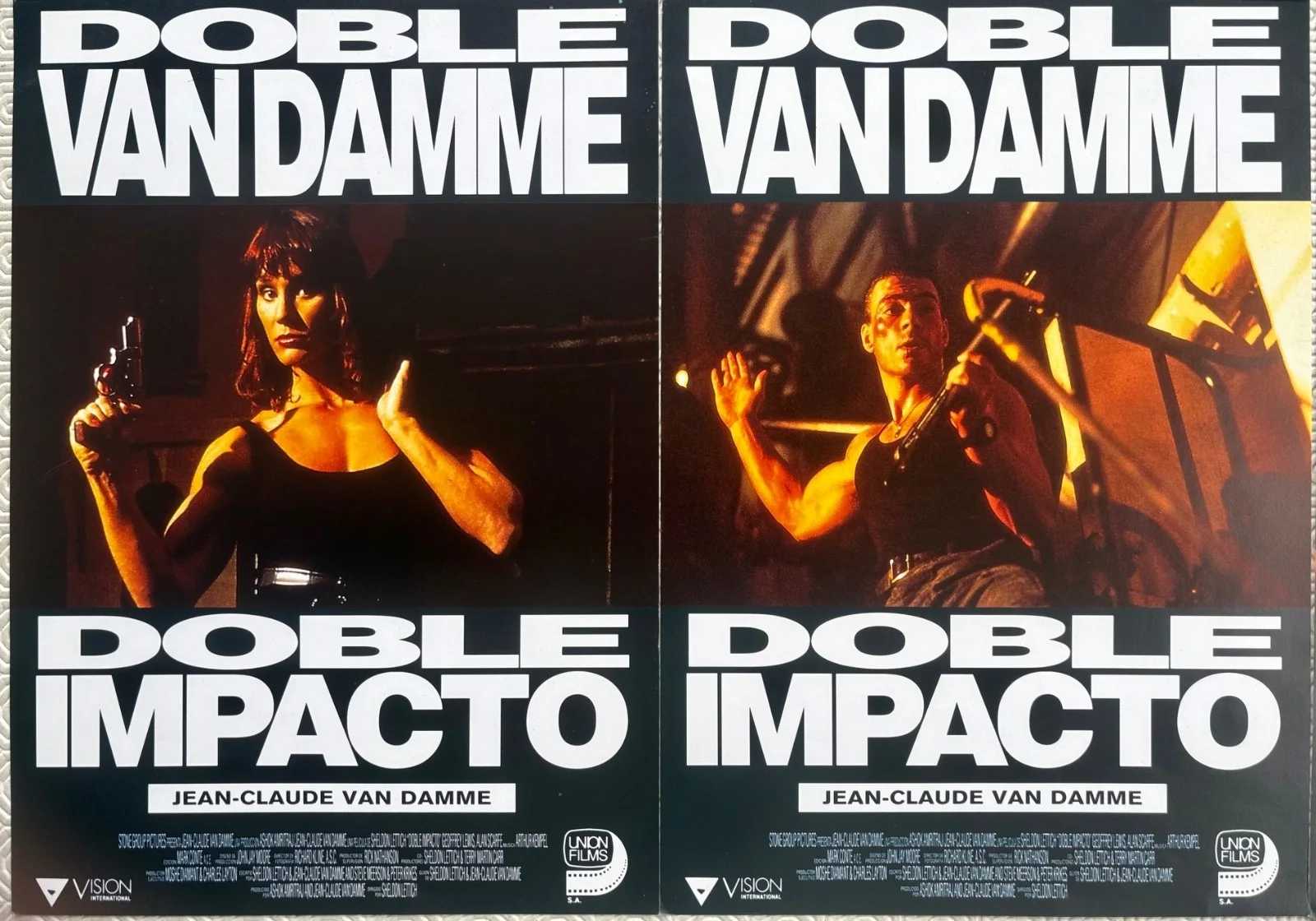 Double Impact set of 8 Original 1991 Spanish Lobby Cards Jean Claude Van Damme, изображение 3