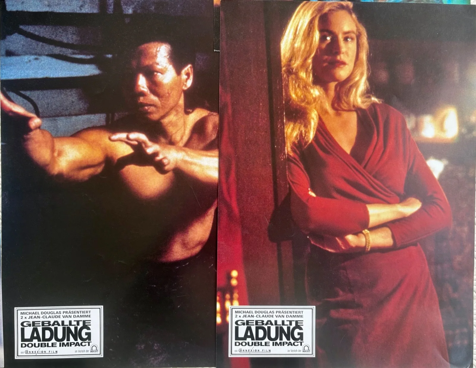 Double Impact set of 15 Original 1991 German Lobby Cards Jean Claude Van Damme, image 4