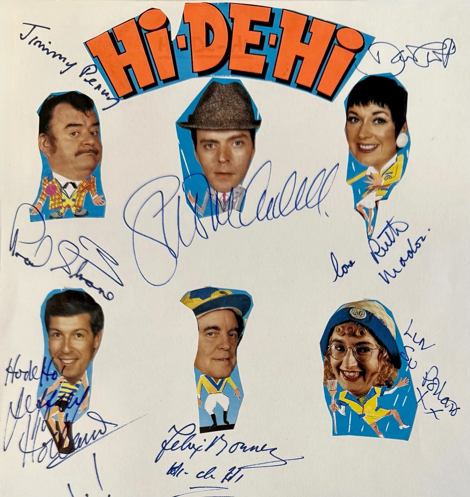 Paul Shane, Ruth Madoc, Simon Cadell, Jeffrey Holland — Hi-de-Hi! Cast Signed Autographed SHEET PAGE (12) Simon Cadell Ruth Madoc Shane, изображение 2