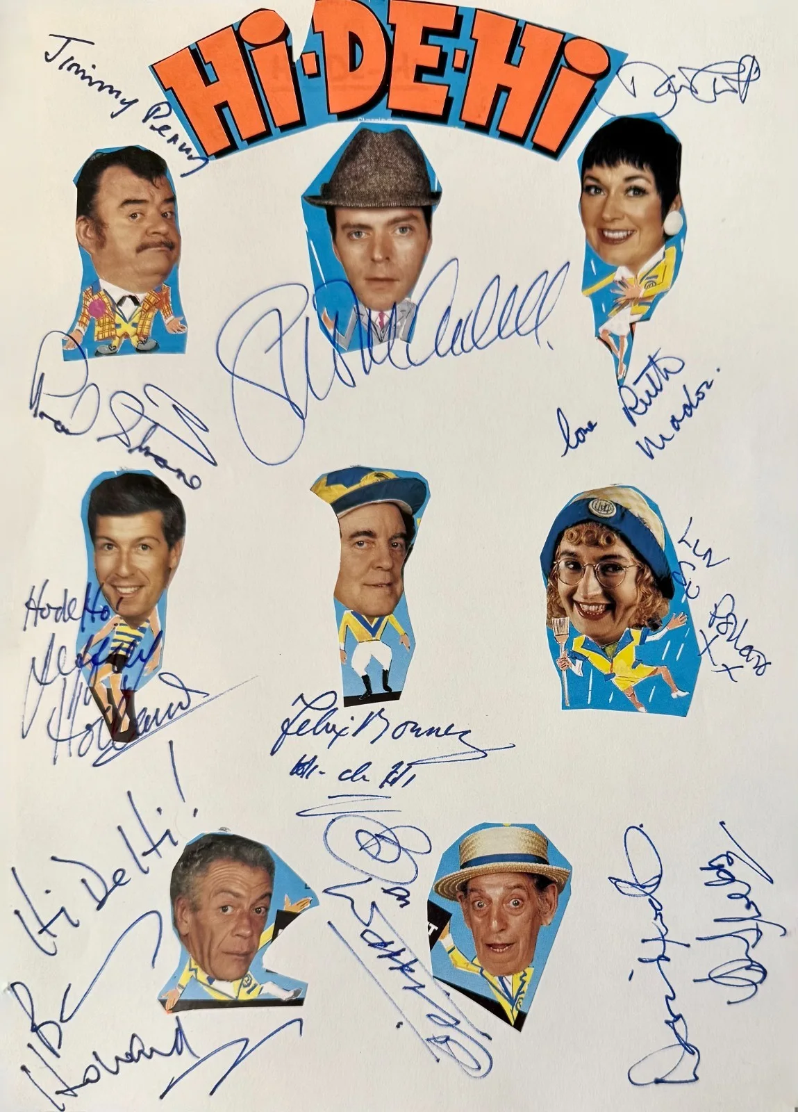 Paul Shane, Ruth Madoc, Simon Cadell, Jeffrey Holland — Hi-de-Hi! Cast Signed Autographed SHEET PAGE (12) Simon Cadell Ruth Madoc Shane, изображение 5