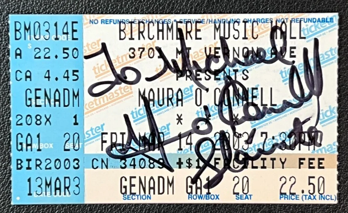 Maura O'Connell — Maura O'Connell Signed 2003 Ticket w/CD (Personal.) AUTO 'Blue Is The Color.."!, изображение 4