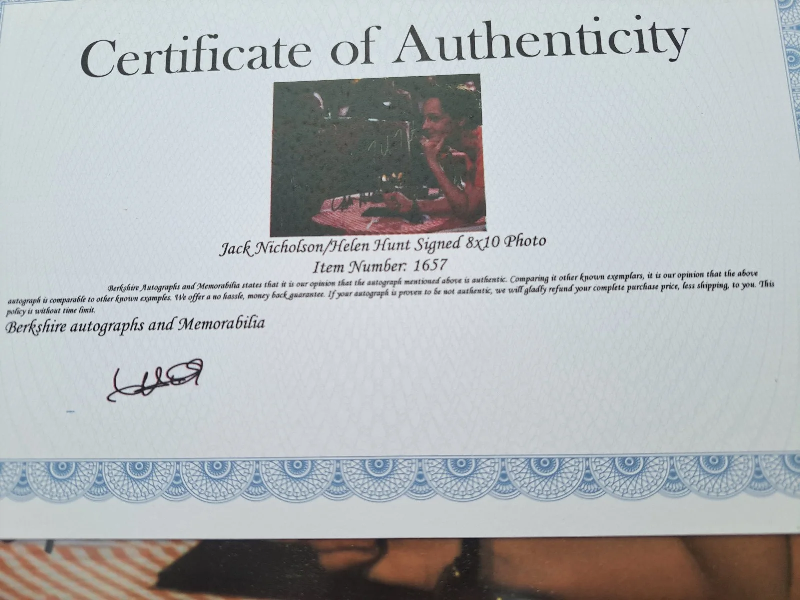 Jack Nicholson Helen Hunt As Good As It Gets signed photo COA 1997 RARE, изображение 4