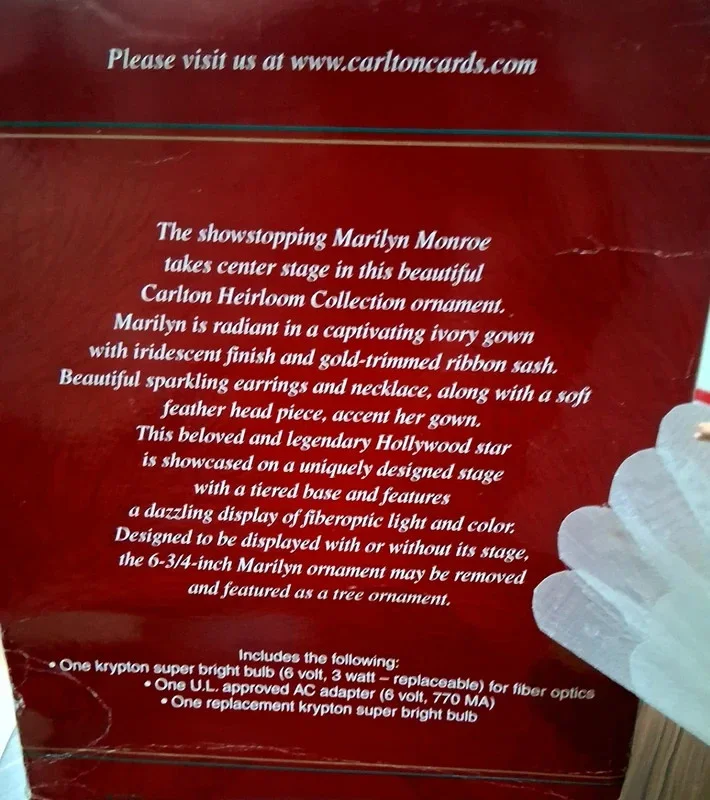 MARILYN MONROE - Carlton Heirloom Collection - Fibre Optic Stage Display - New, image 4