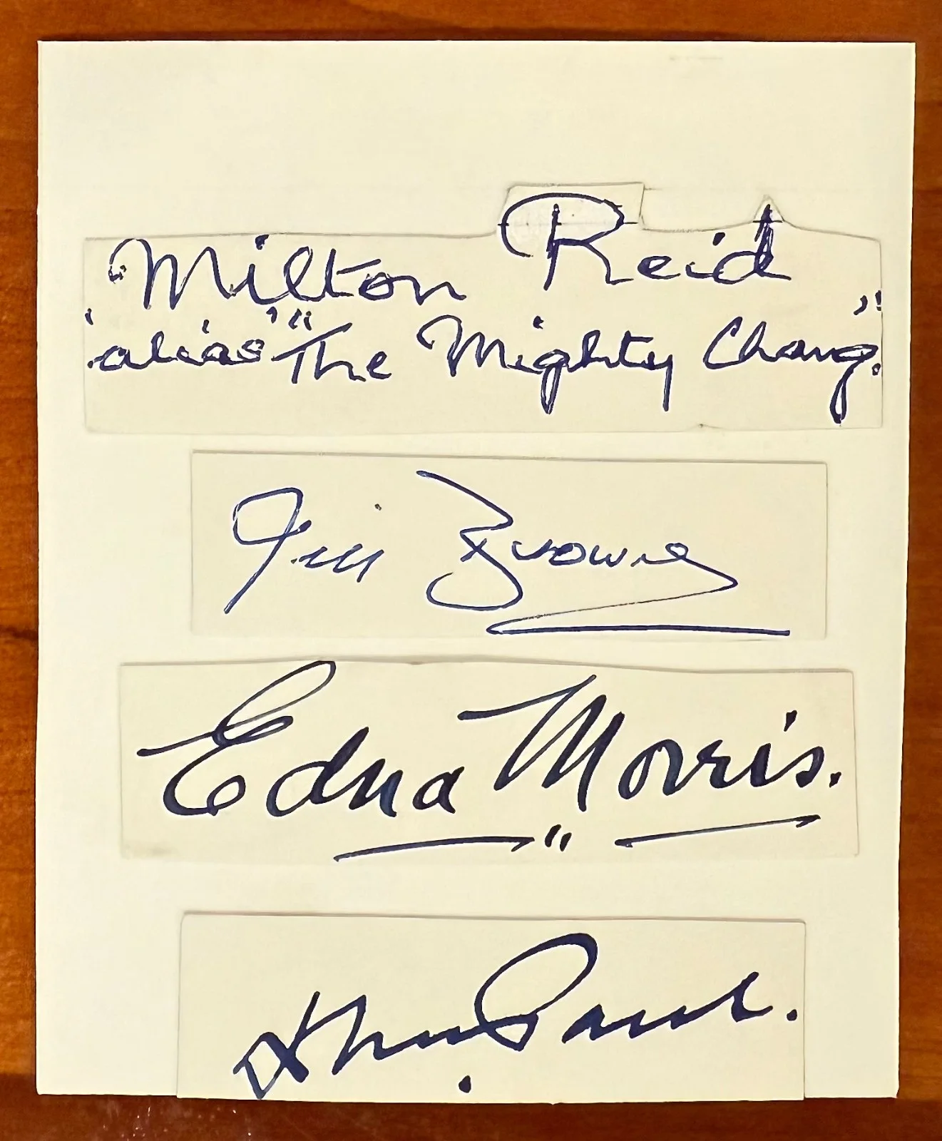 Milton Reid, Jim Browne, Edna Morris Thomas Paul — MILTON REID Signed Autographed Card The Mighty Charg Wrestler 3 Signatures RARE, изображение 2