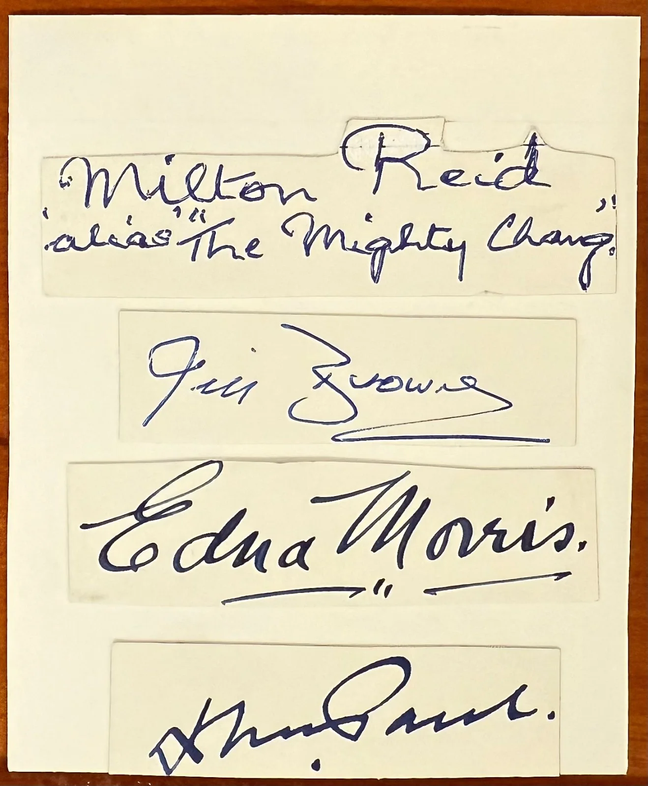Milton Reid, Jim Browne, Edna Morris Thomas Paul — MILTON REID Signed Autographed Card The Mighty Charg Wrestler 3 Signatures RARE, изображение 3