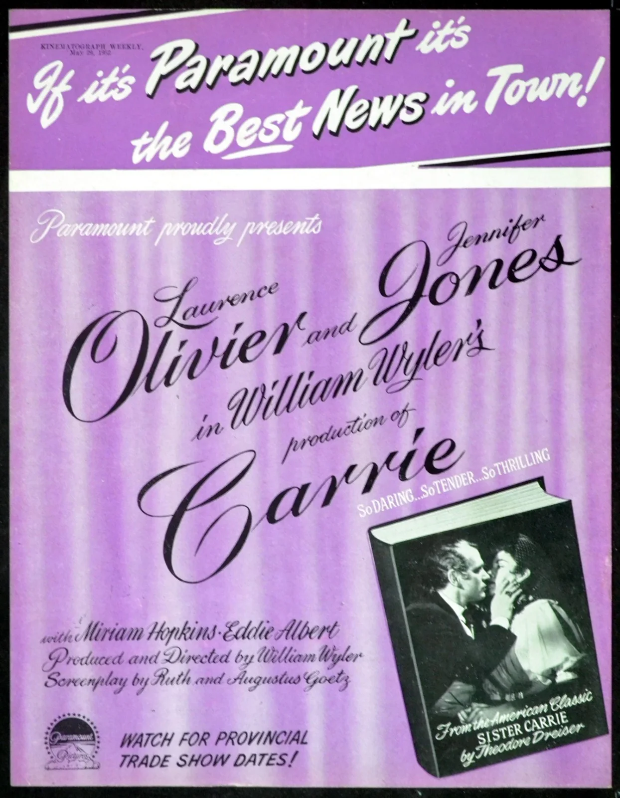 DIPLOMATIC COURIER 1952 Tyrone Power, Patricia Neal Stephen McNally TRADE ADVERT, изображение 2