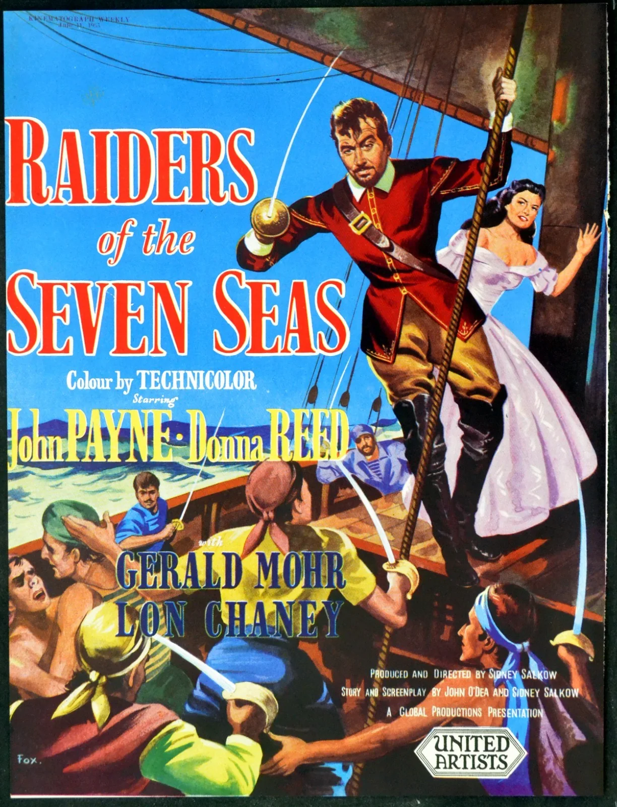 FAKE 1953 Dennis O’Keefe, Coleen Gray RAIDERS OF THE SEVEN SEAS TRADE ADVERT, изображение 2