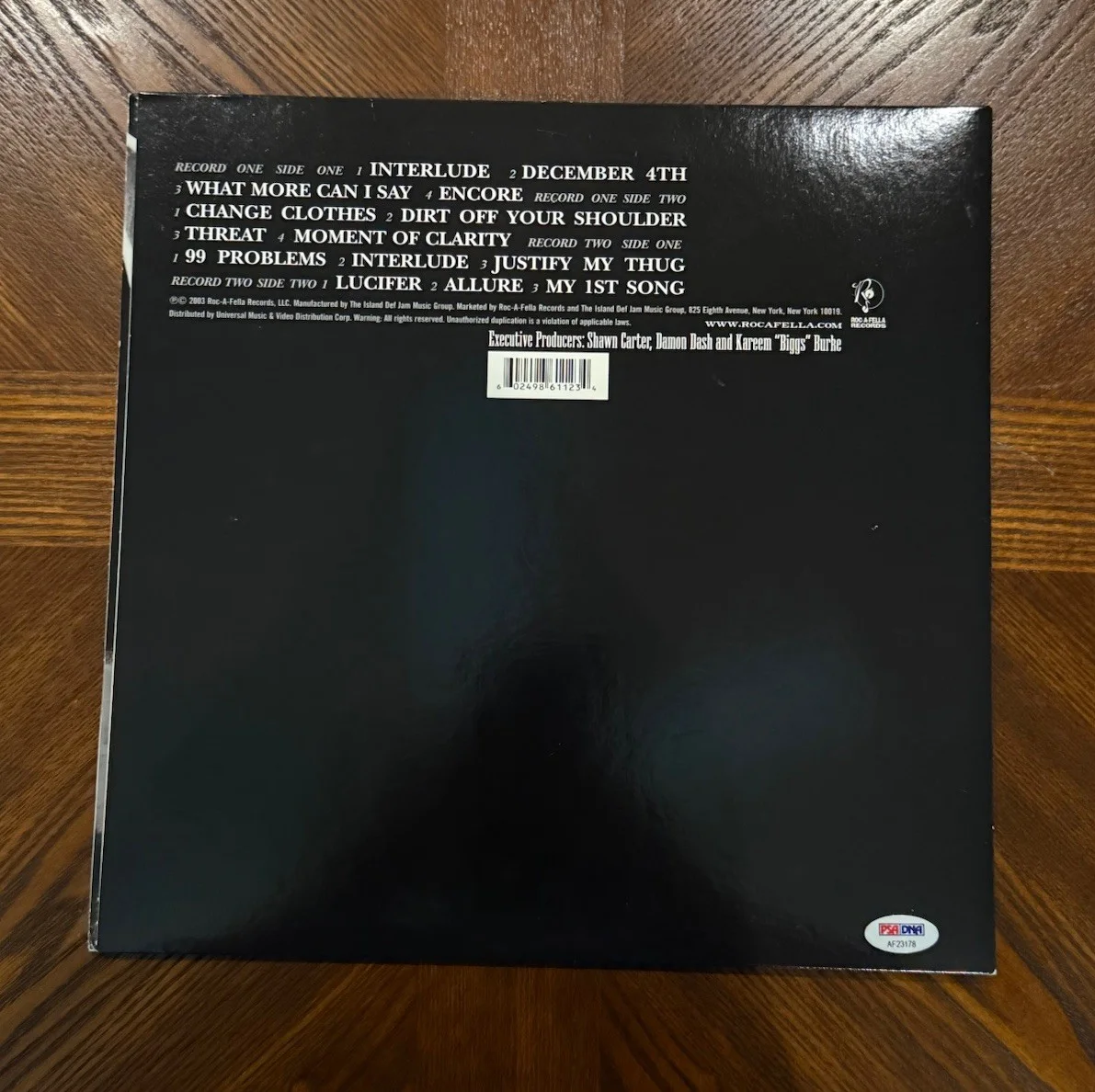 JAY-Z SIGNED AUTOGRAPH THE BLACK ALBUM VINYL RARE SHAWN CARTER PSA COA, изображение 2