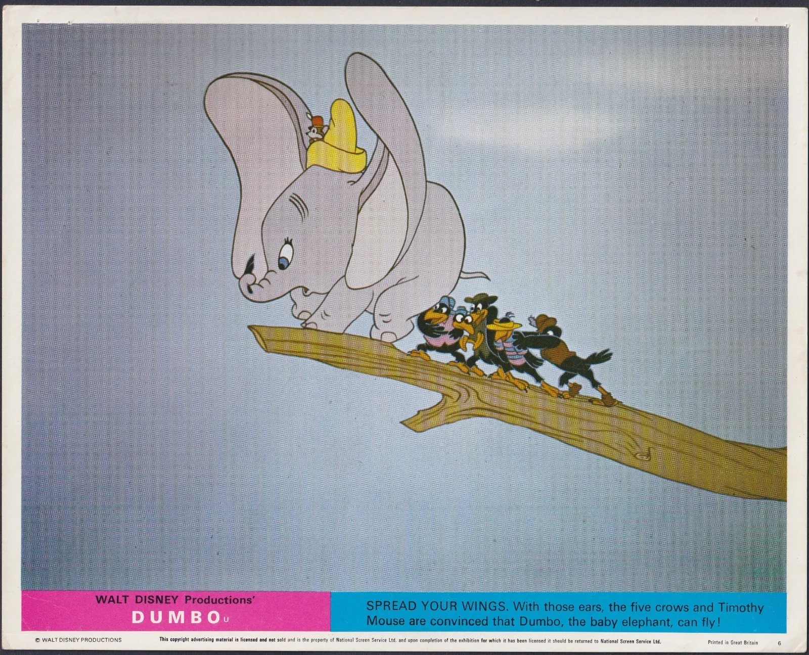 Dumbo 6x ORIGINAL UK FOH Lobby Cards Disney Early RR, изображение 2