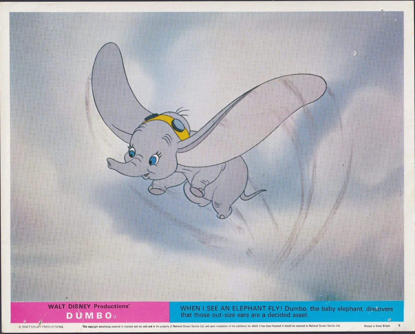 Dumbo 6x ORIGINAL UK FOH Lobby Cards Disney Early RR, изображение 3