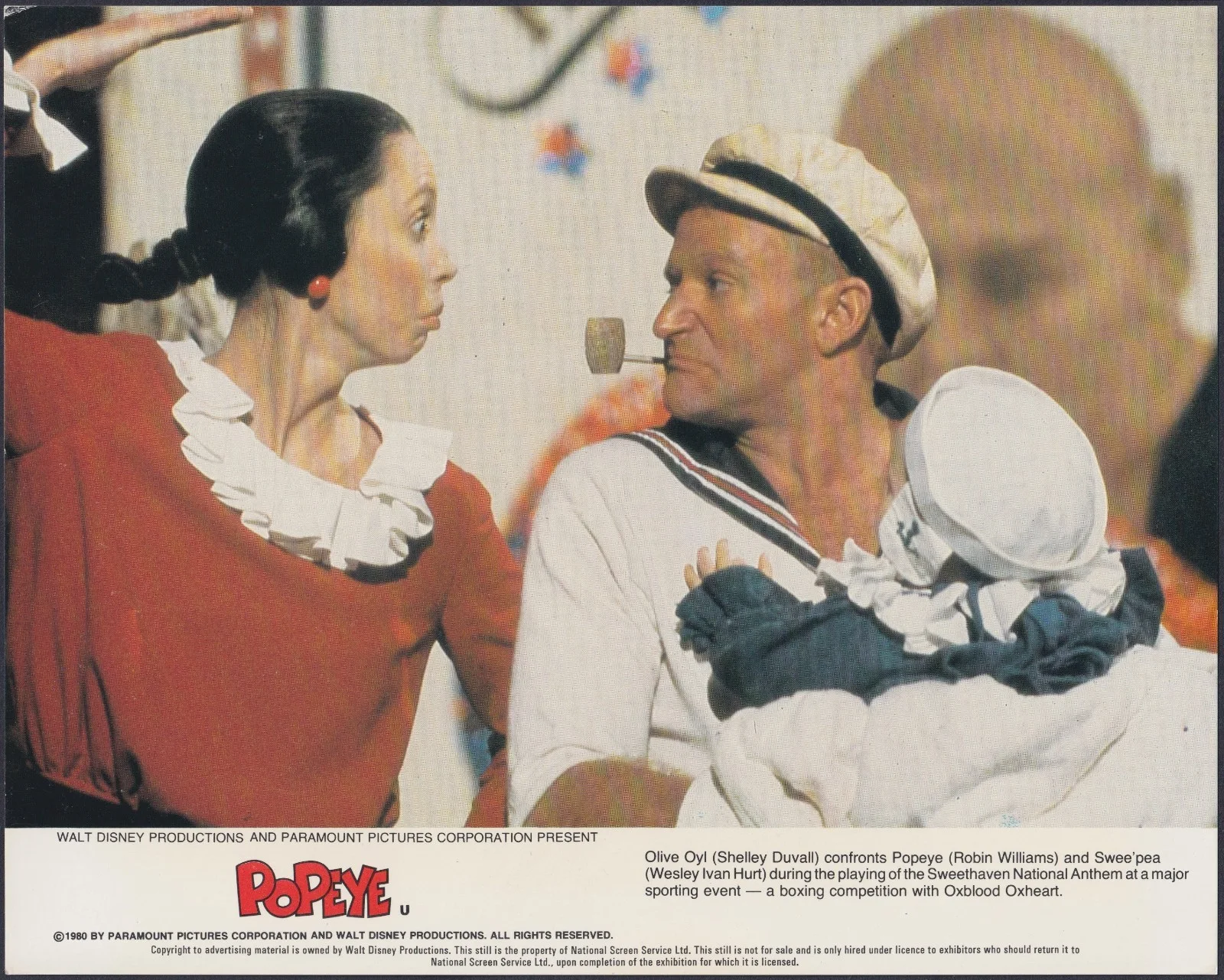 Popeye 8x ORIGINAL UK FOH Lobby Cards Disney Robin Williams 1980, изображение 2