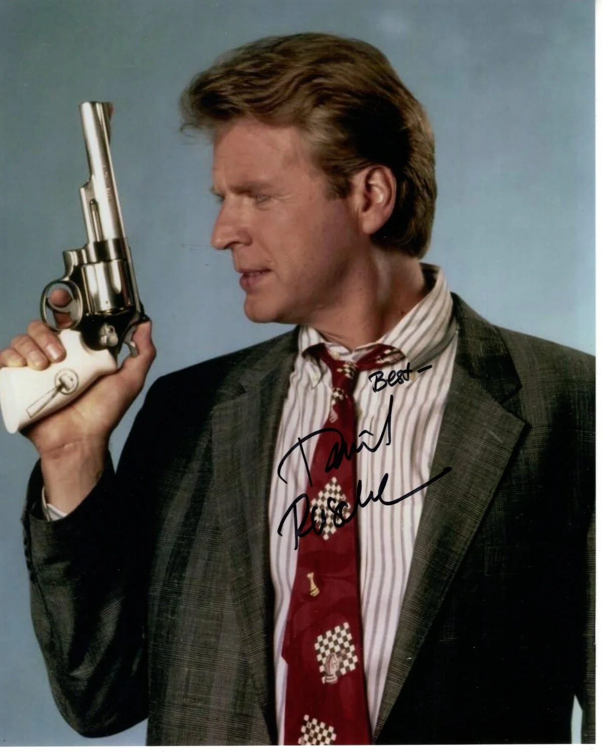 David Rasche — DAVID RASCHE Signed 8x10 SLEDGE HAMMER! Photo w/ Hologram COA
