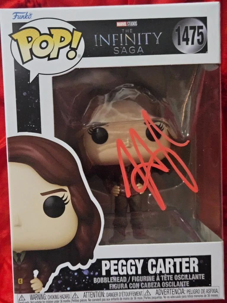 HAYLEY ATWELL — HAYLEY ATWELL SIGNED AUTOGRAPHED FUNKO POP! 1475 INFINITY SAGA PEGGY CARTER COA