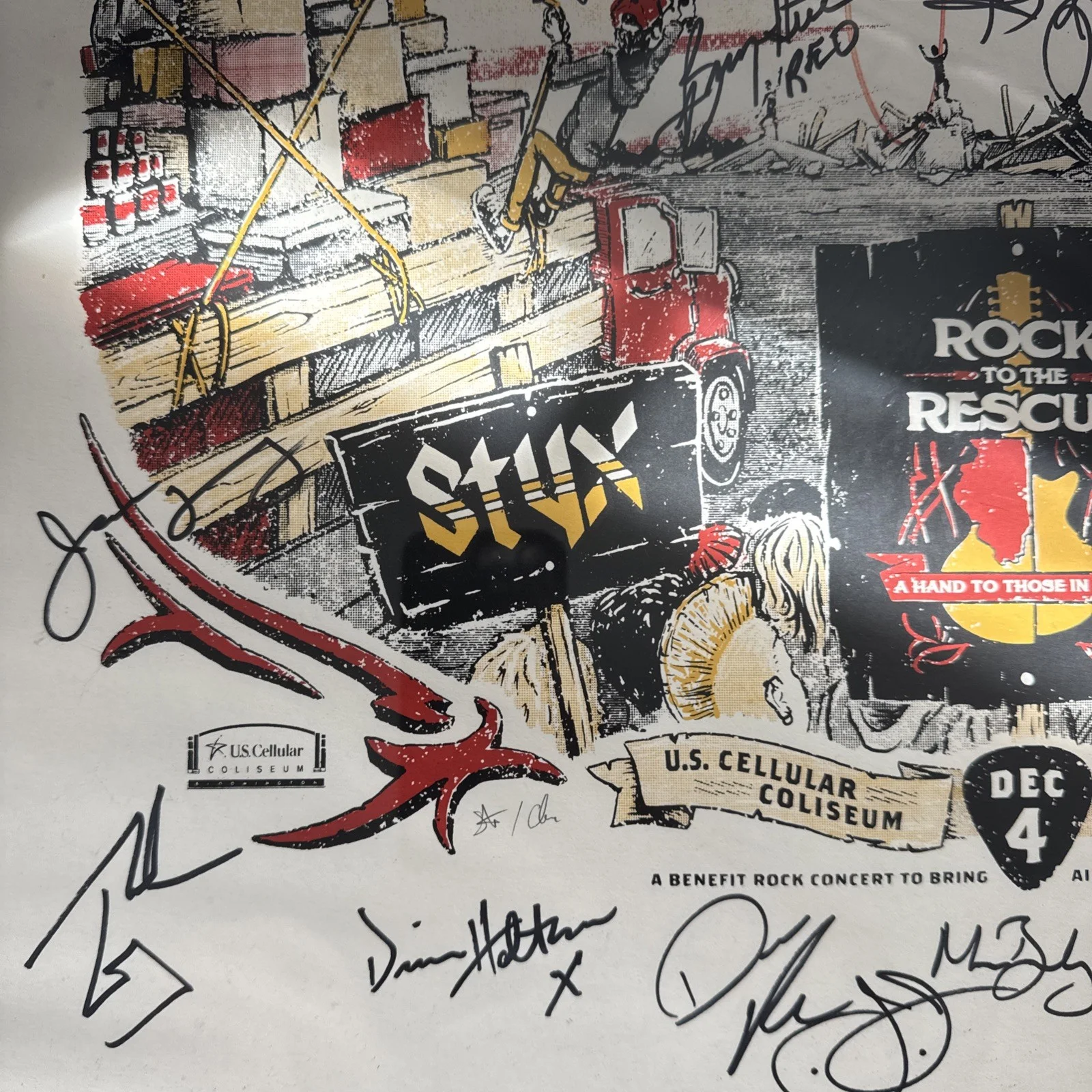 Rock To The Rescue Concert Poster Autographed By All Bands Ted Nugent, изображение 4