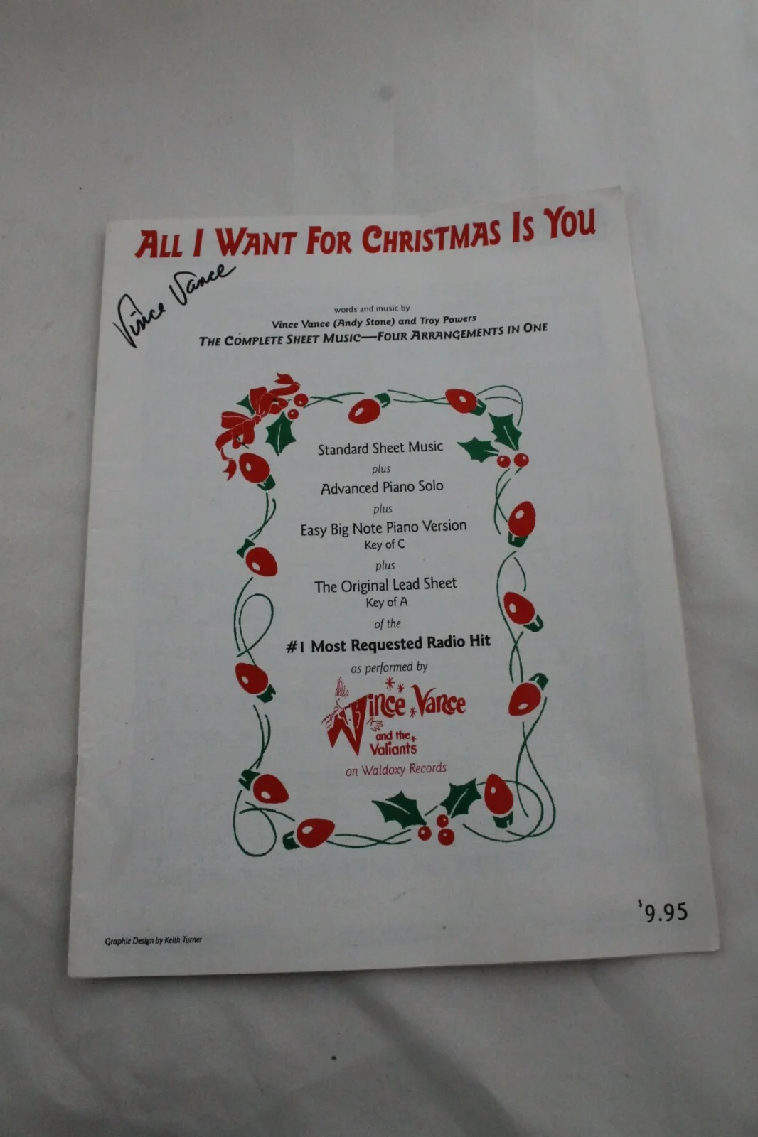 Lot 3 Vince Vance Autograph Signed Photo & Sheet Music All I Want for Christmas, изображение 5