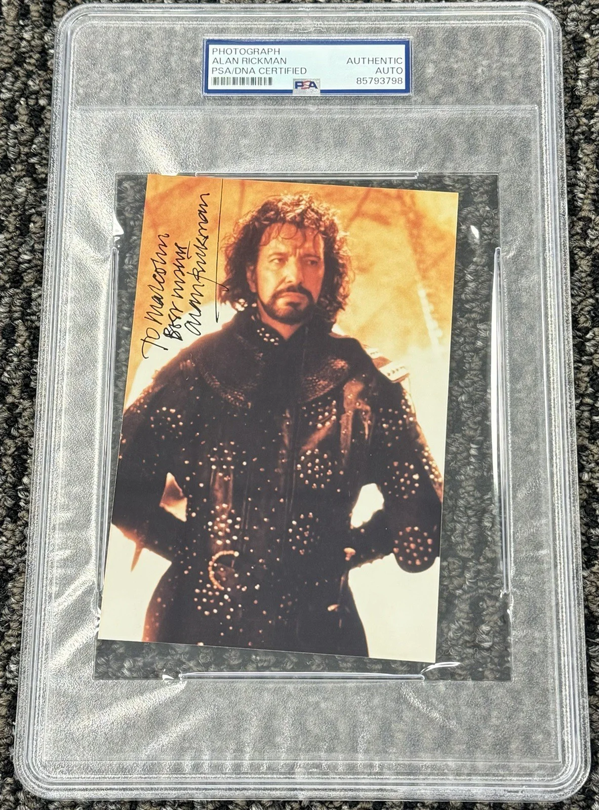 Alan Rickman — Alan Rickman Signed Autograph 4x6 Photo Robinhood PSA/DNA Encapsulated