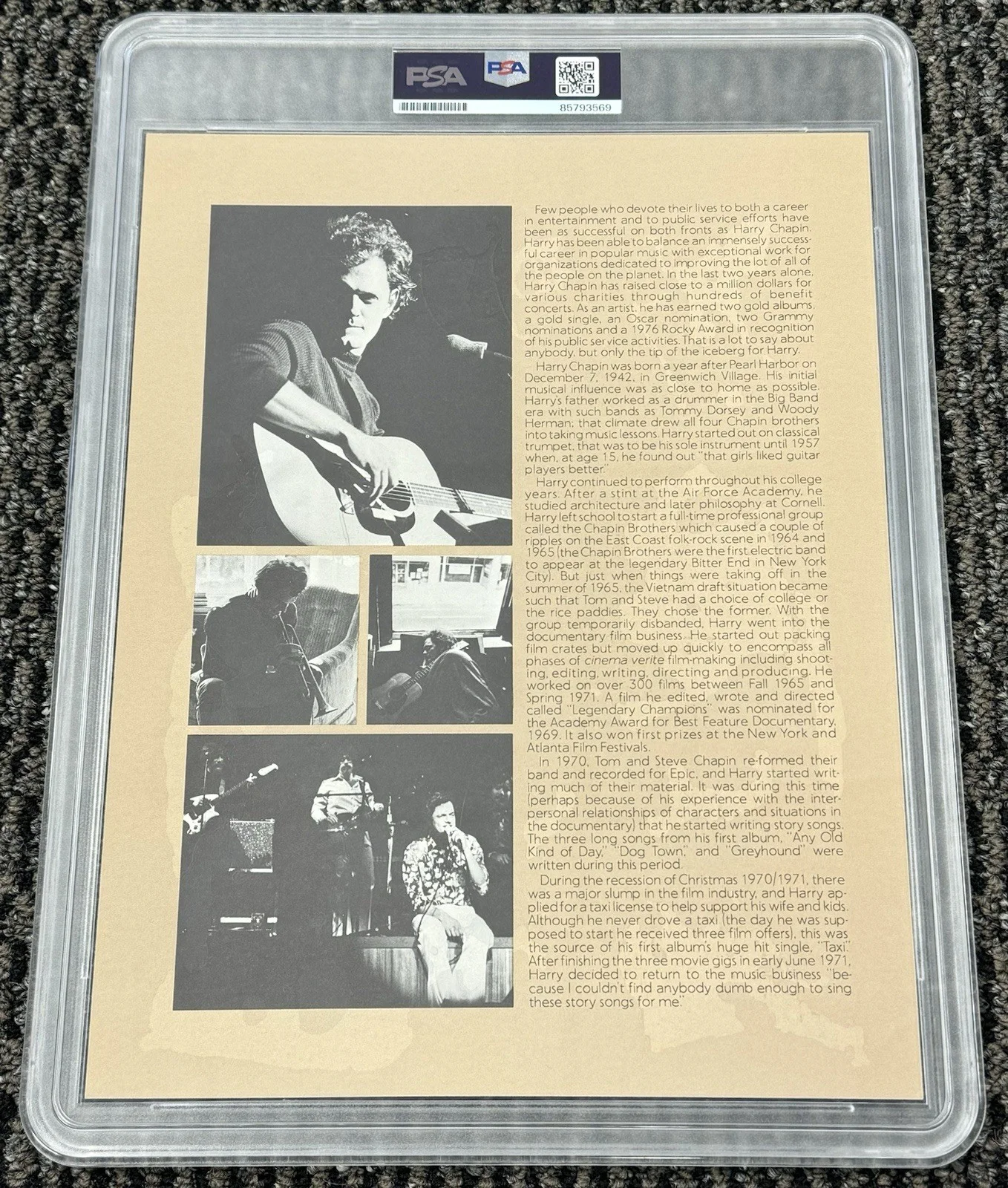 Harry Chapin Signed Autograph 8x10 Concert Program Photo PSA/DNA Encapsulated, изображение 2