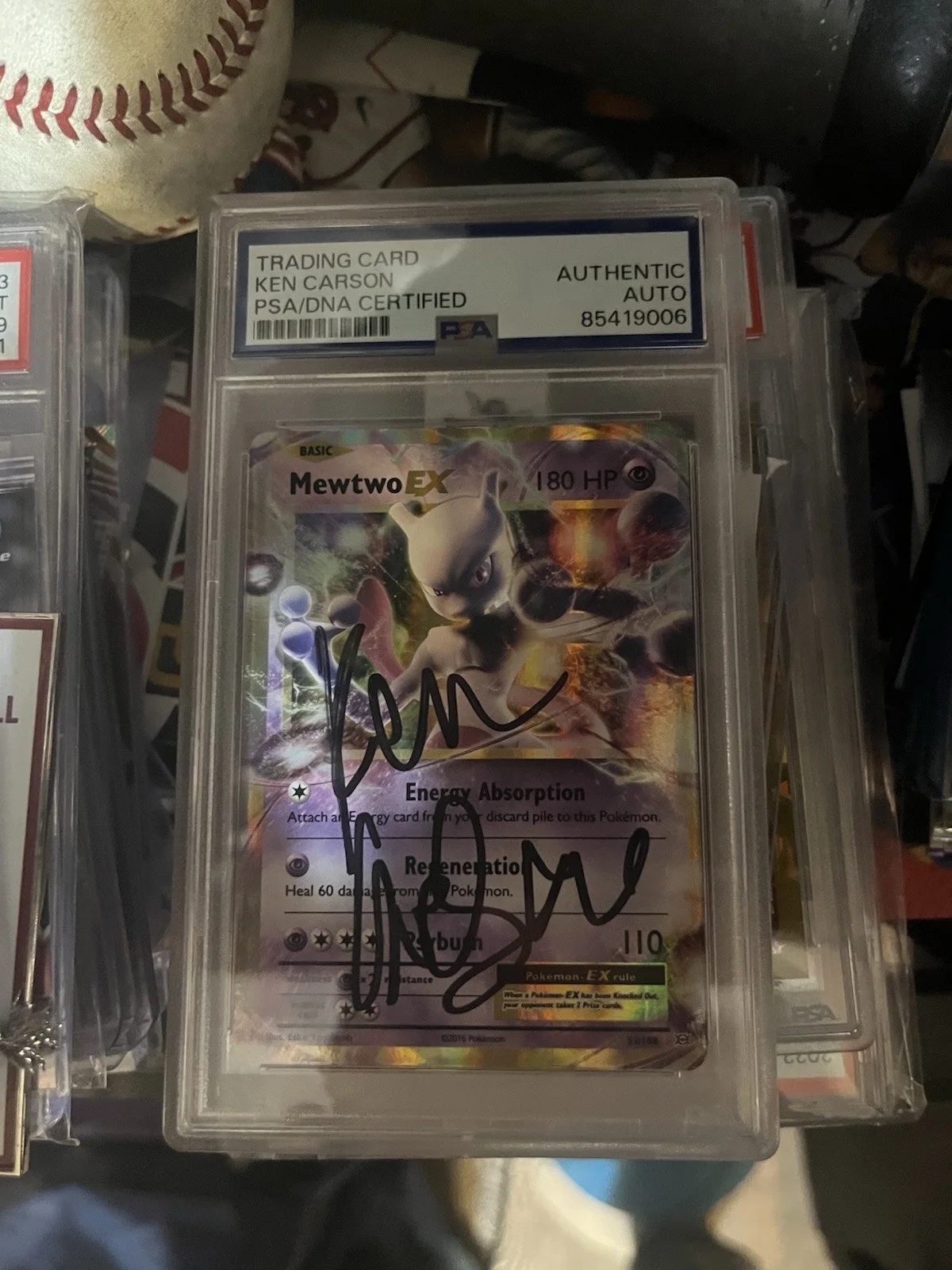 KEN CARSON SIGNED AUTOGRAPHED MEWTWO EX PSA AUTHENTIC 1/1!? full name signature, image 2