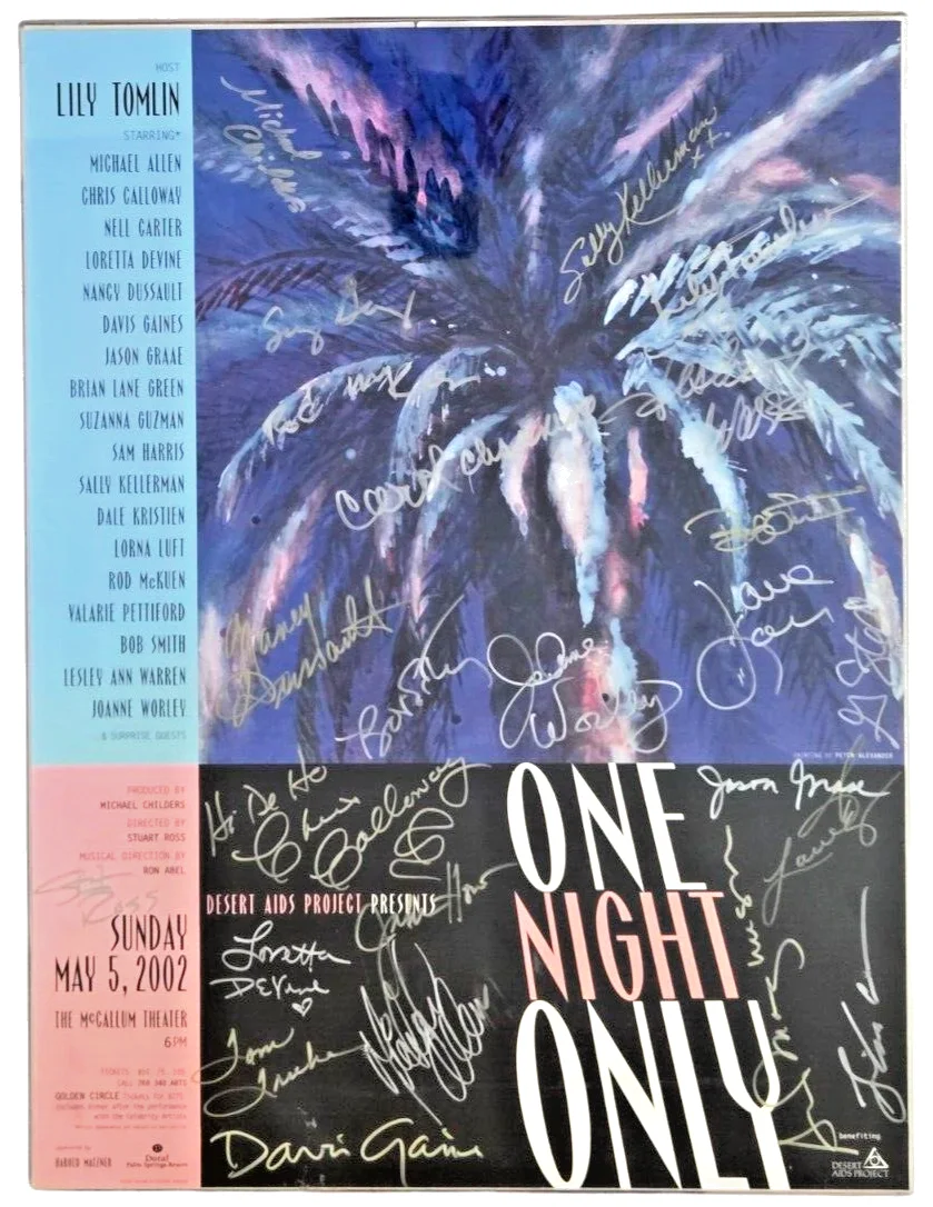 Cast of One Night Only Charity Event Show — One Night Only Benefit Show w/Lily Tomlin Cast Signed Framed Poster 18 x 24 in., изображение 2