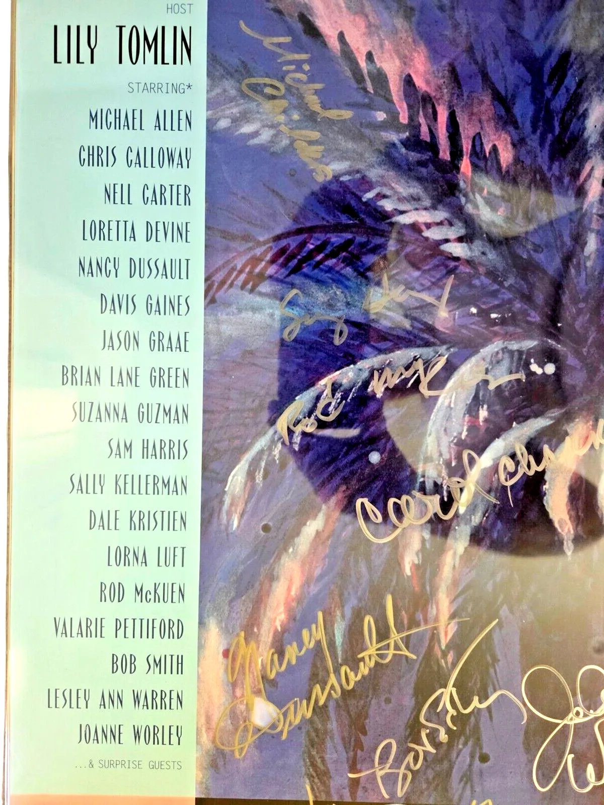 Cast of One Night Only Charity Event Show — One Night Only Benefit Show w/Lily Tomlin Cast Signed Framed Poster 18 x 24 in., изображение 4