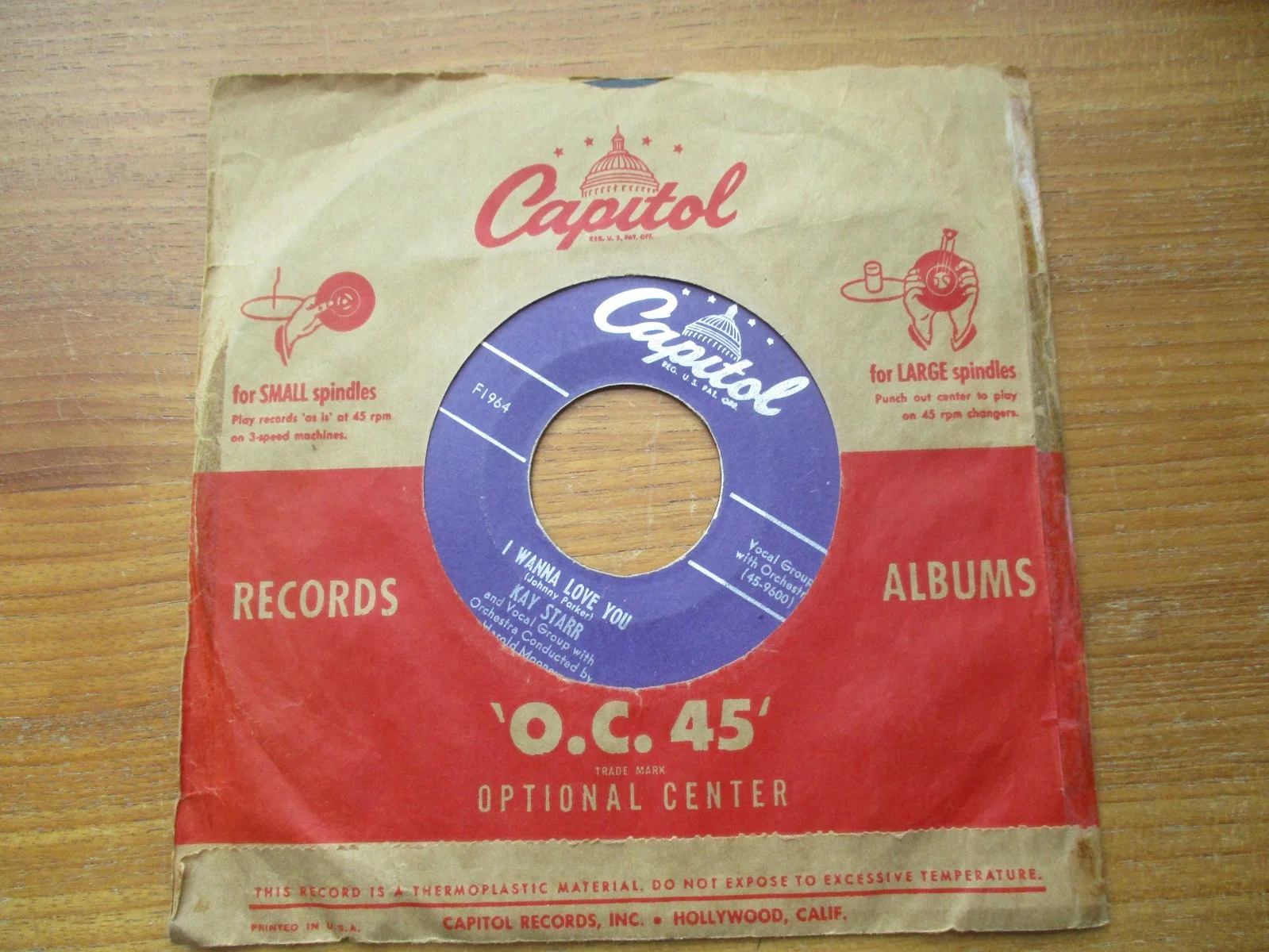 Kay Starr Wheel of Fortune 45 RPM signed on Sleeve RARE John Gilliland Estate, изображение 4