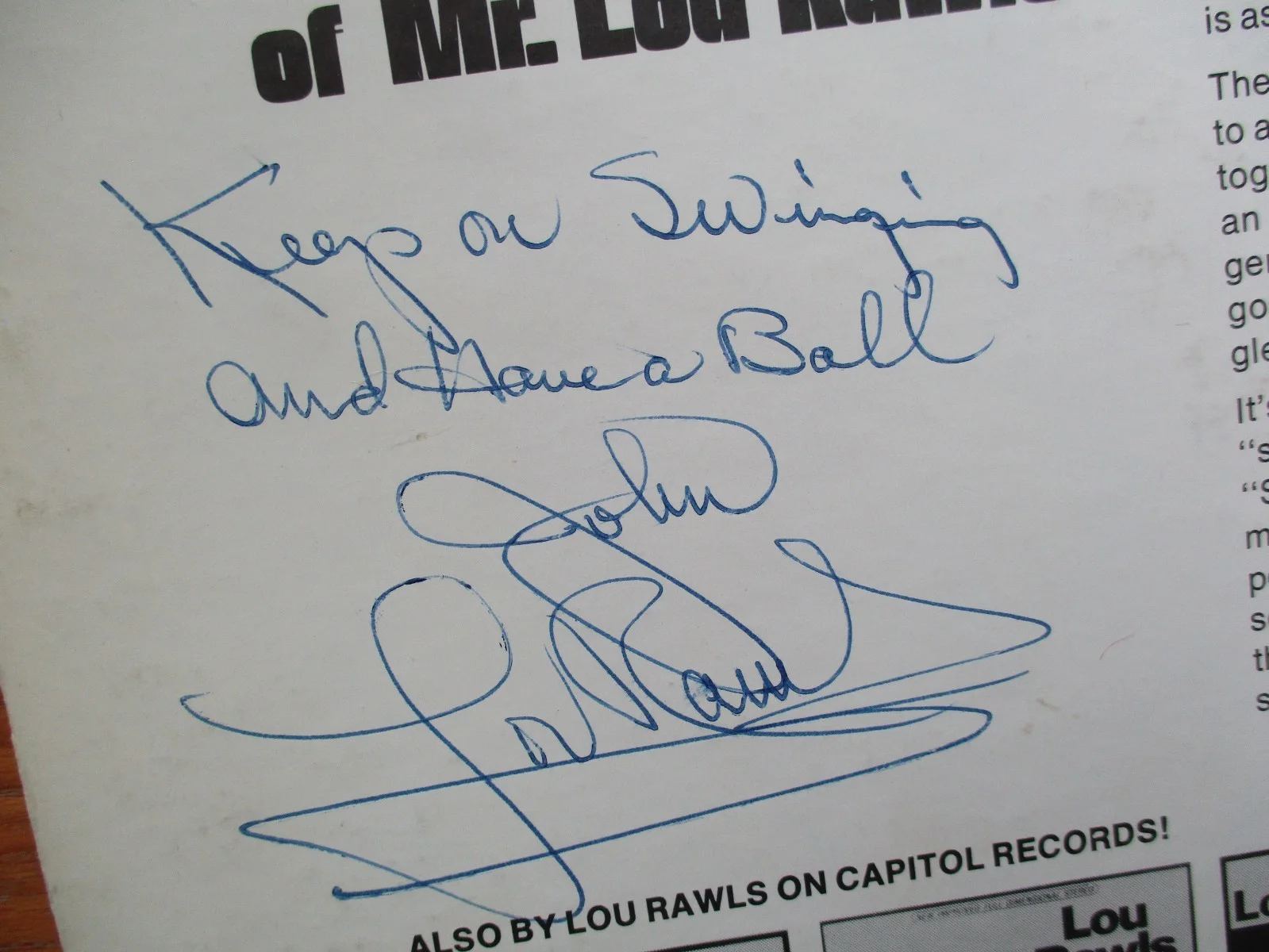 Lou Rawls "That's Lou" C Inscribed/signed back cover John Gilliland Estate, изображение 4