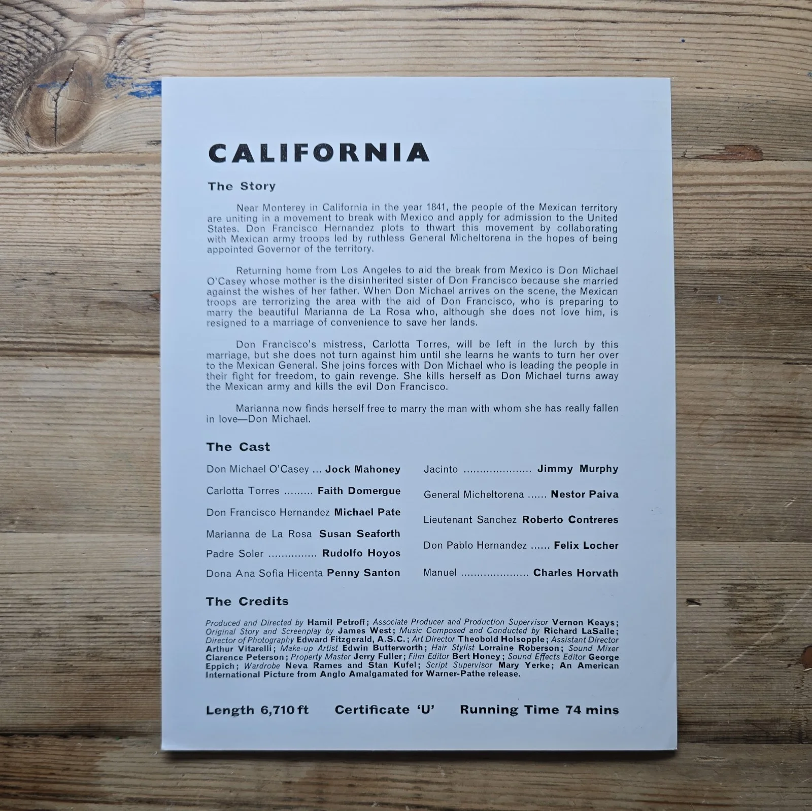 CALIFORNIA press sheet 1963 Jock Mahoney Faith Domergue Hamil Petroff, изображение 2