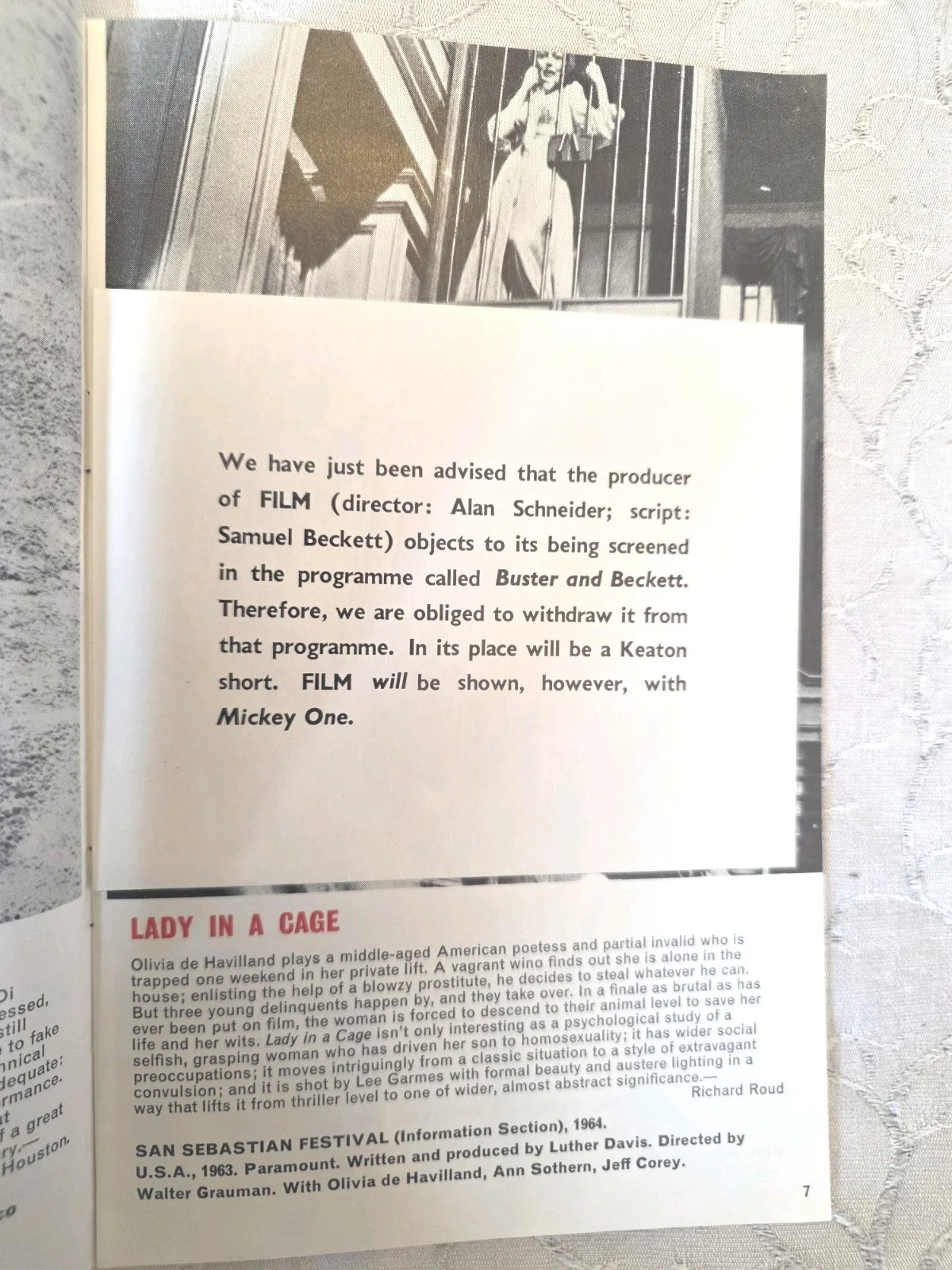 NINTH LONDON FILM FESTIVAL programme Nov 1965 with rare insert re Beckett's Film, изображение 4