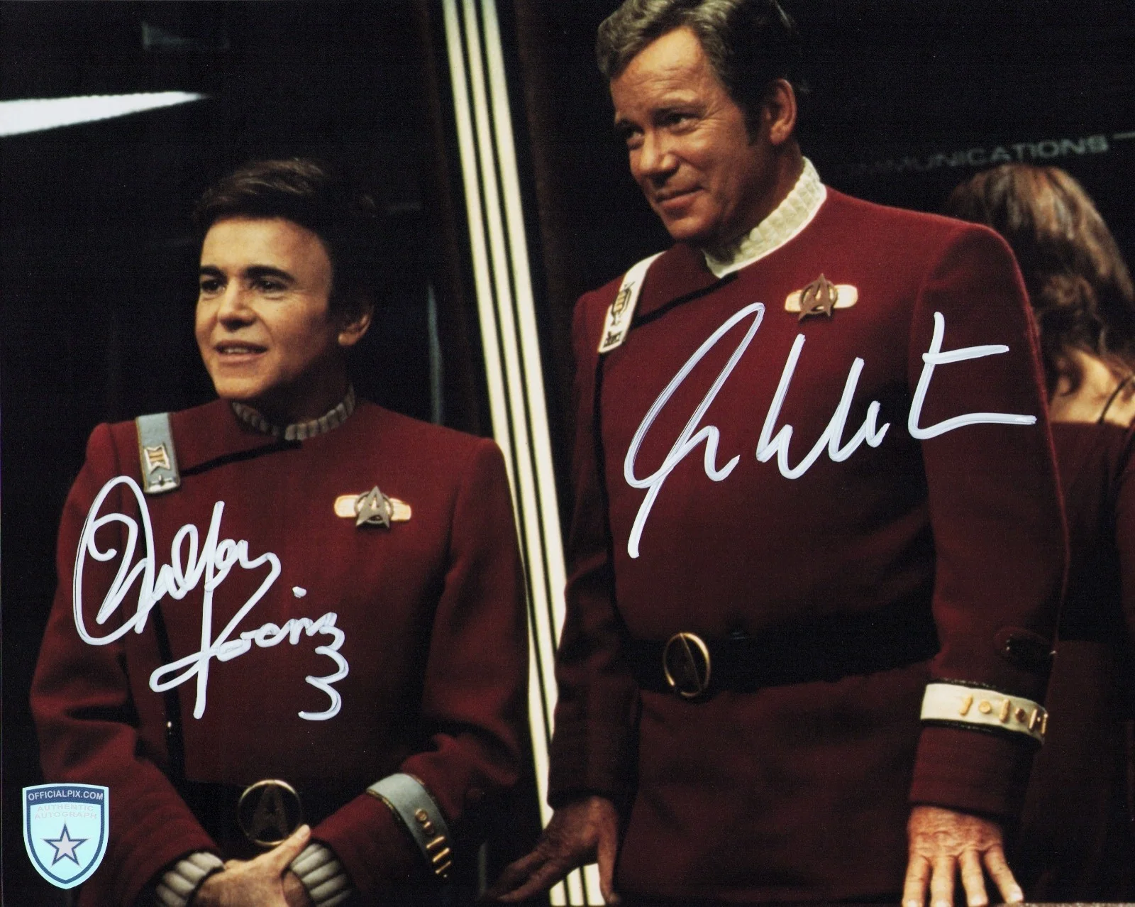 William Shatner, Walter Koenig — Signed Star Trek William Shatner Walter Koenig Kirk Chekov 8x10 w/ Official Pix