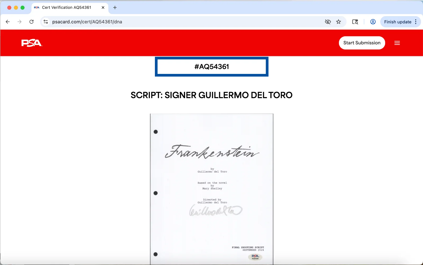 Guillermo del Toro — Guillermo del Toro signed Frankenstein script full 136 pages PSA DNA autograph, image 3