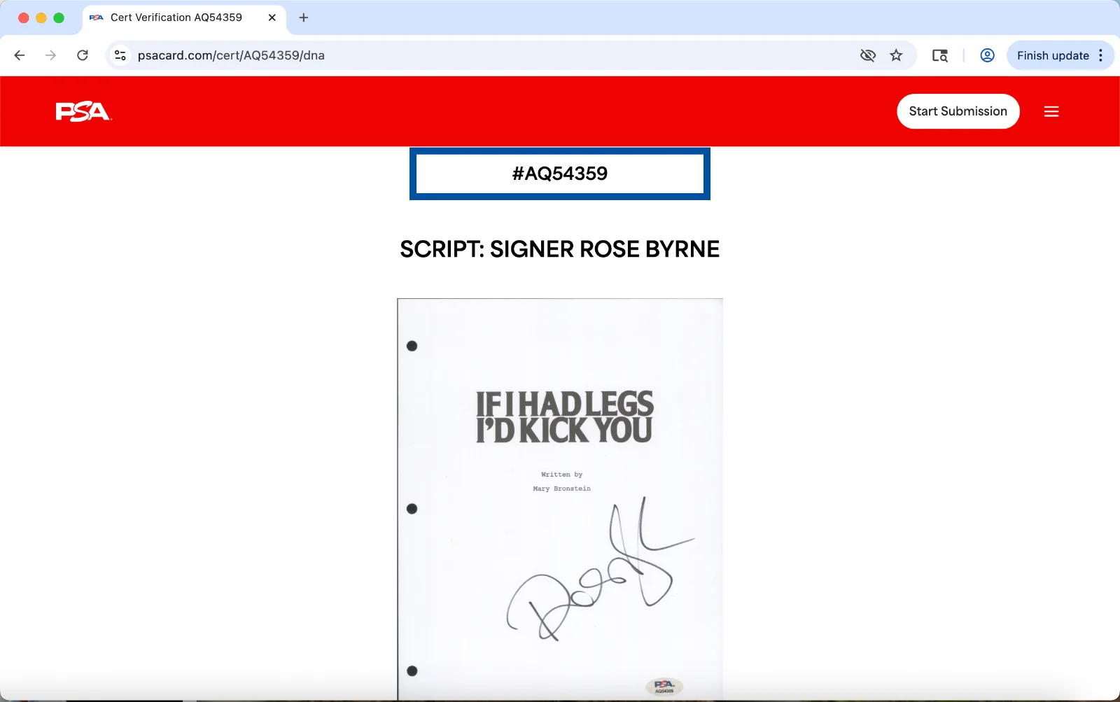 Rose Byrne — Rose Byrne signed If I Had Legs I'd Kick You script full 132 pages PSA autograph, изображение 3