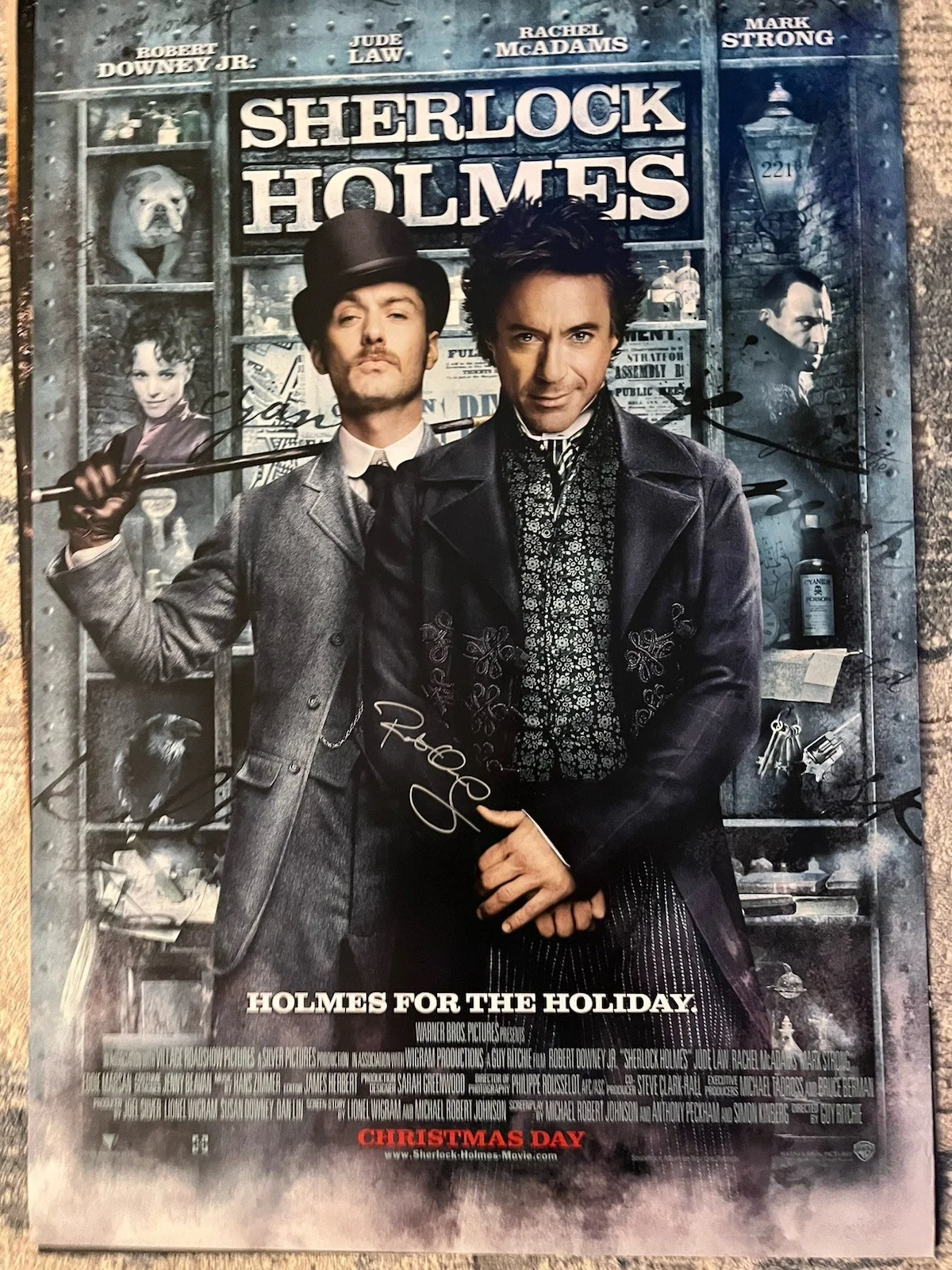 Robert Downey Jr Signed Sherlock Holmes D/S 27x40, image 2