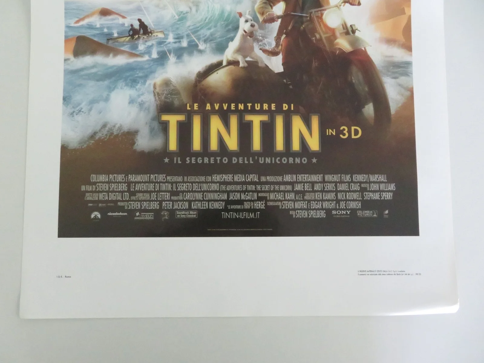 The Adventures of Tintin Italian Locandina Poster Jamie Bell Andy Serkis 2011, изображение 4