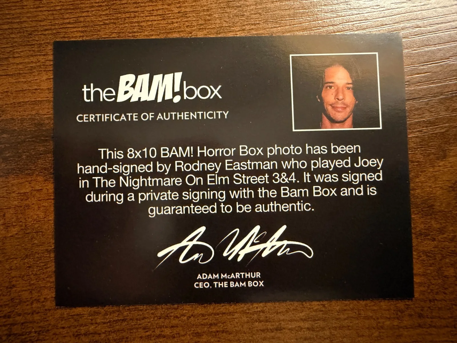 Rodney Eastman — RODNEY EASTMAN Signed 8x10 NIGHTMARE ON ELM ST. 3 & 4 BAM Box COA, изображение 2