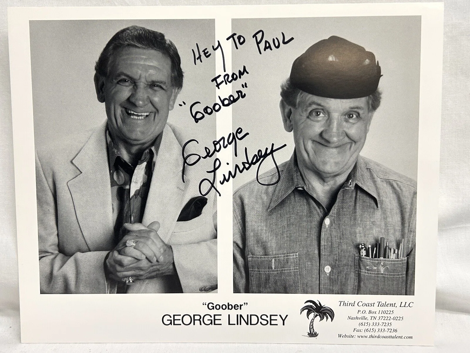 George Goober Lindsey — George “Goober” Lindsey American Actor Comedian 11 x 8” B/W Picture Signed, изображение 2