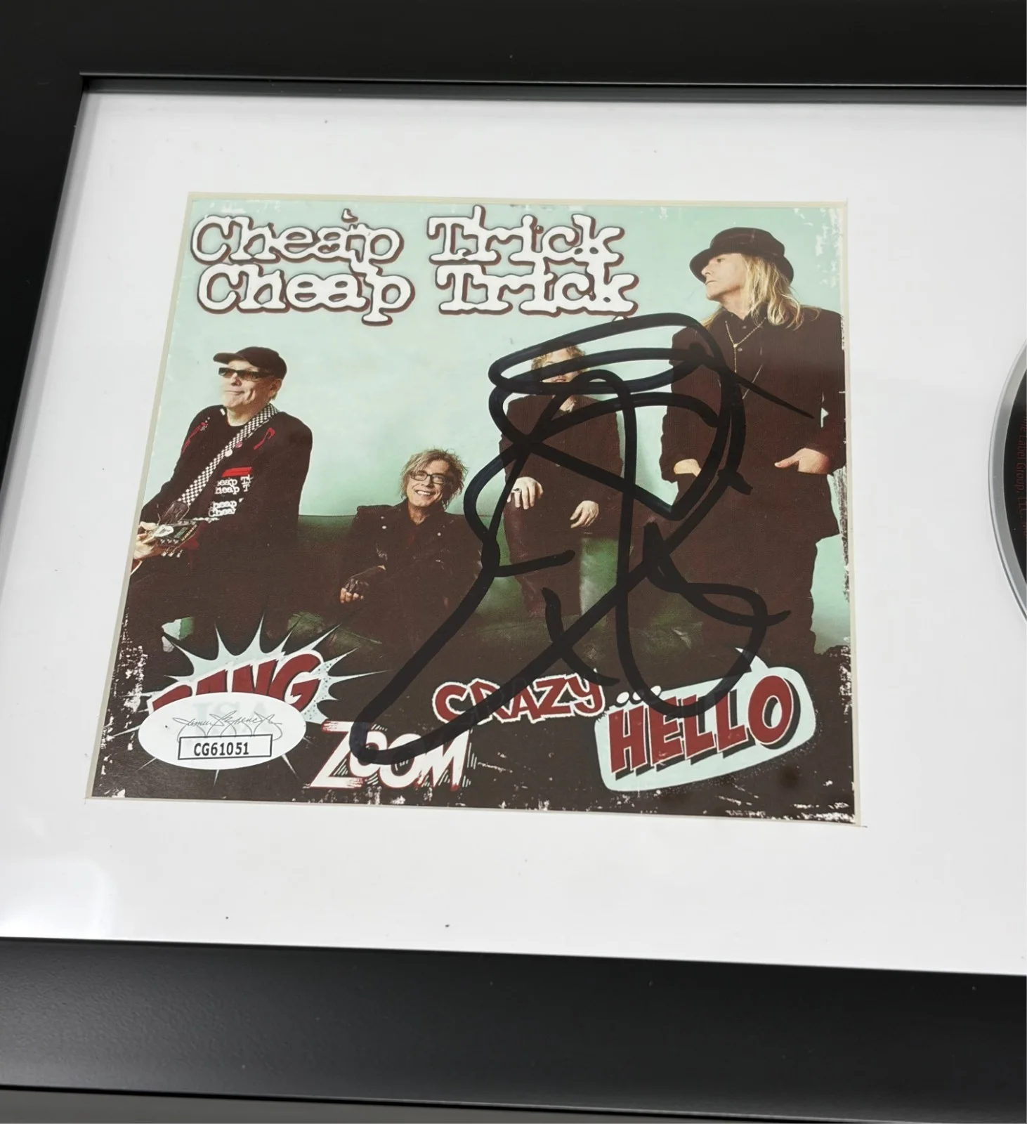 Cheap Trick signed Bang, Zoom, Crazy... Hello Framed CD Cover JSA COA, image 2