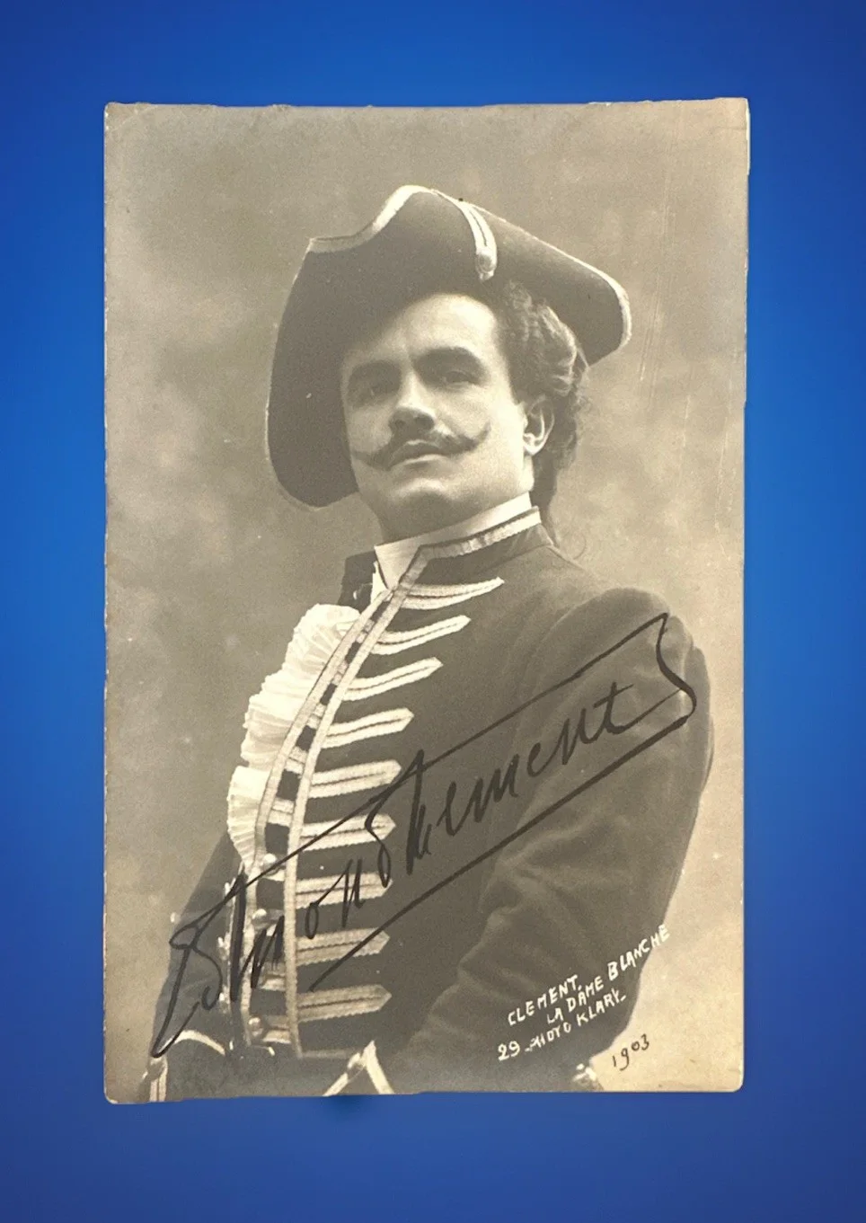Tenor Edmond Clément Autograph Picture Post Card Signed 1903 Opera Antique, изображение 2
