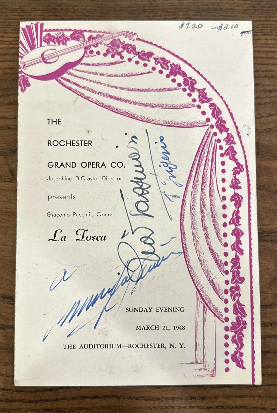 1948 LA TOSCA Playbill Signed Tagliavini, Tassinari & Frigerio RARE OPERA ITEM!!, изображение 2