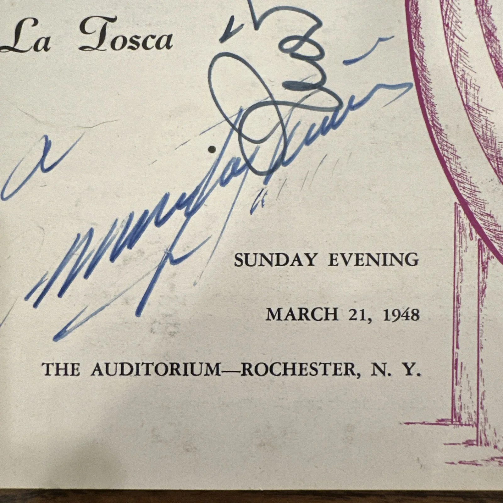1948 LA TOSCA Playbill Signed Tagliavini, Tassinari & Frigerio RARE OPERA ITEM!!, изображение 3