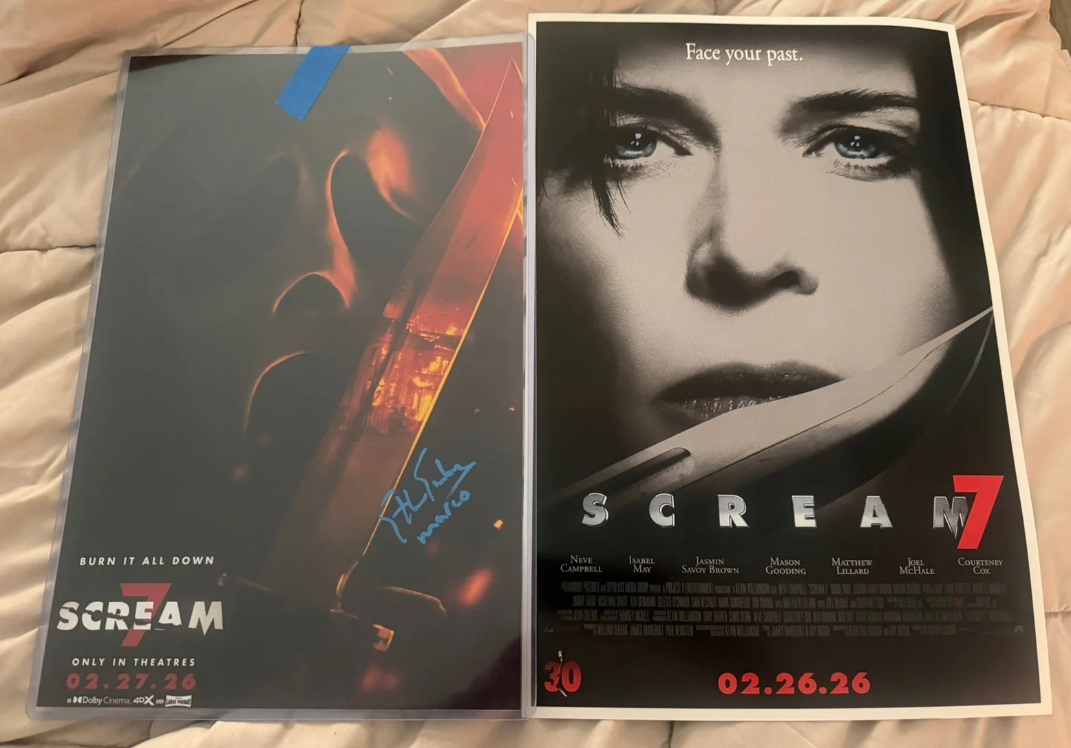 Ethan Embry — Ethan Embry Signed 11x17 Poster Ghostface Scream 7 JSA Authentication 2 posters