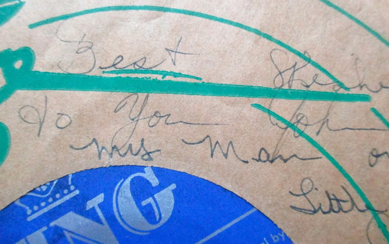 Little Willie John Signed/Inscribed Sleeve 45 RPM Fever John Gilliland Estate, изображение 4
